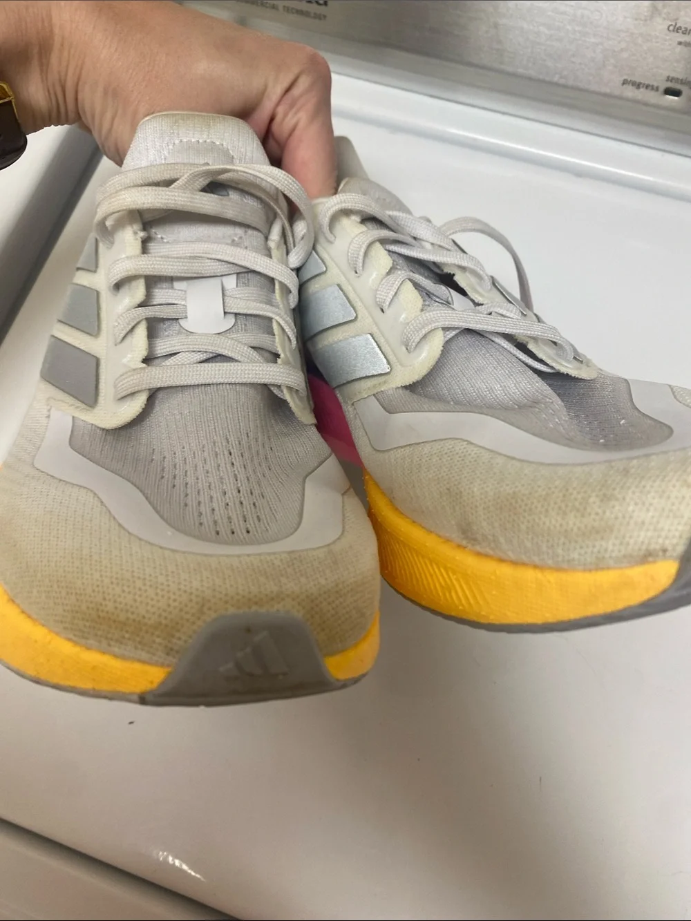 adidas white and Yellow-Pink Gradient Women's Running Shoes